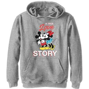 Disney Characters True Love Story Boy's Hooded Pullover Fleece, Athletic Heather, Small, Athletic Heather, S