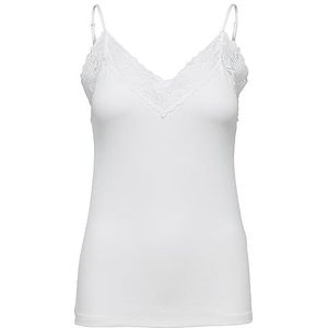 SELECTED FEMME Dames Slfmandy Rib Lace Singlet Noos Lacee Singlet, wit (snow white), M