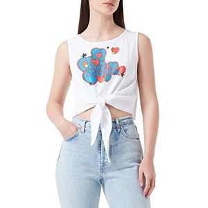 Love Moschino Dames katoenen jersey met logo Hearts and Stars print T-shirt, wit (optical white), 38 NL