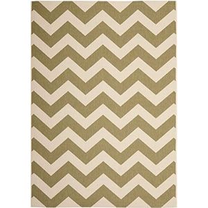 Safavieh Chevron Stripe-tapijt voor binnen en buiten, CY6244 160 x 231 cm groen/beige.