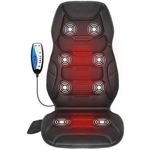 COMFIER Massagekussen met warmte, vibrerend massagekussen met 8 massageknopen en 5 modi, rugmassageapparaat voor ontspanning thuis en op kantoor, cadeaus voor mama, papa