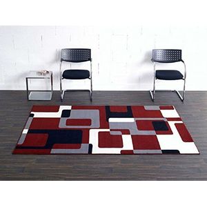Bavaria Home Style Collection Vloerkleden voor woonkamer - retro modern tapijt voor hal keuken mat zwart rood grijs cr�ème keukenloper kunststof getest op schadelijke stoffen 160 x 230 cm groot
