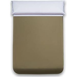 Sancarlos Beddenlaken, tweekleurig, olijfgroen, 100% percal katoen, voor bedden met een breedte van 105 cm