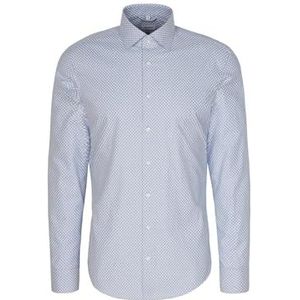 Seidensticker Flanellen overhemd voor heren, shaped fit, gemakkelijk te strijken, Kent-kraag, lange mouwen, 100% katoen, blauw, 38