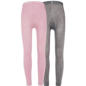 Ewers Set van 2 kinderleggings, effen, dubbelpak leggings van katoen voor meisjes, made in Europe, roze/grijs, 98/104 cm