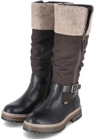 Rieker Dames 93092 hoge schachtlaarzen, zwart, 36 EU, zwart, 36 EU