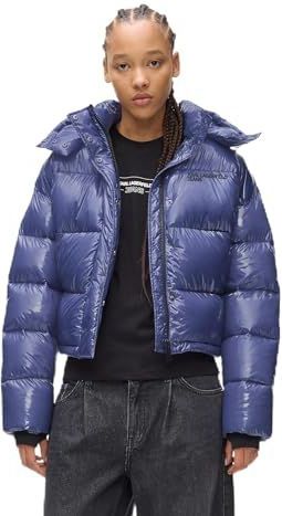 Karl Lagerfeld - Boxy Puffer - Dames Winterjas - Blauw - Boxy Fit
