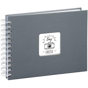 Hama Fotoalbum 24x17 cm (spiraalalbum met 50 witte pagina's, fotoboek met pergamijnscheidingsbladen, album om in te plakken en zelf vorm te geven) grijs