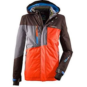 Killtec Laurin Jr Ski-jack voor jongens, functionele jas met capuchon, winterjas voor kinderen met sneeuwvanger, snowboardjas voor jongens, waterdicht, oranje, 152