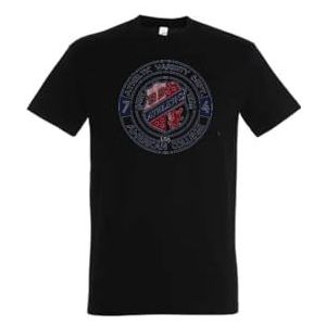 AMERICAN COLLEGE USA T-shirts met korte mouwen voor dames en heren, Zwart, L