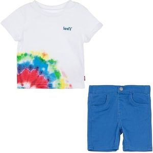Levi's Kids Lvb Tie Dye Logo T-shirt en korte pyjama set, Kleur: wit, 18 Maanden