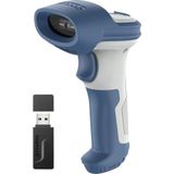 Inateck - BCST-73 - Bluetooth Barcode Scanner - Blauw Wit - Draadloos - Ondersteunt 1D & 2D