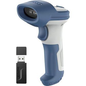 Inateck - BCST-73 - Bluetooth Barcode Scanner - Blauw Wit - Draadloos - Ondersteunt 1D & 2D