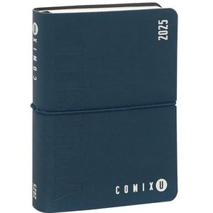 COMIX U Yourself Dagkalender 16 maanden, klein, zakagenda 2024-2025, vaste omslag en 448 gelinieerde pagina's, ideaal voor de bovenschool, 11 x 15,3 cm, blauw