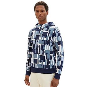 TOM TAILOR Herenhoodie met allover-print, 32386-teal Big Letter Design, XL