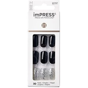 KISS imPRESS Press-On Manicure, Destiny, middellange vierkante lengte, met PureFit-technologie, inclusief voorbereidingspad, minivijl, nagelriemstick en 30 nepnagels