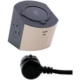 3-in-1 draadloos laadstation voor mobiele telefoon met Schuko-stopcontact, USB C en USB A en 2 meter netsnoer