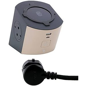 Legrand 694500 Laadstation, 2 stopcontacten 2 P+TT, 16 A, USB type A en C, Topo/donkergrijs