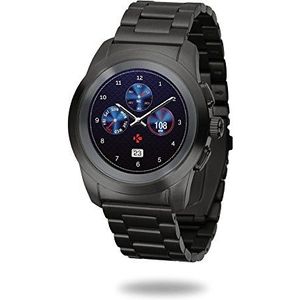 MyKronoz ZeTime Elite Hybrid Smartwatch met 39mm mechanische wijzers over een kleurenaanraakscherm – Brushed Black/Metal Link