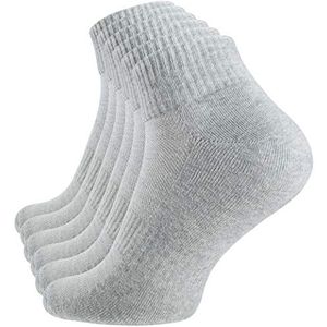 STARK SOUL 6 paar sportsokken voor dames en heren, Quarters- loop- en functionele sokken met badstofzool, korte sokken wit, zwart, grijs, grijs, 39-42 EU