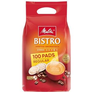 Melitta Gemalen gebrande koffie in koffiepads, 100 pads, met de fijnste crema, krachtig aromatisch, Melitta Bistro regular, 100 g zak, 700 g