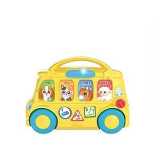 Chicco Speelgoed Schoolbus - Tweetalig - 7 Interactieve Knoppen - Meer dan 35 Liedjes - met Licht & Geluid - Praktische Handvat - Kinderspeelgoed - 9 tot 36 Maanden - Meerkleurig