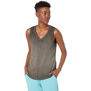 Skechers Dames Diamond Wash Hatha Tankvest met V-hals, Zwart, M