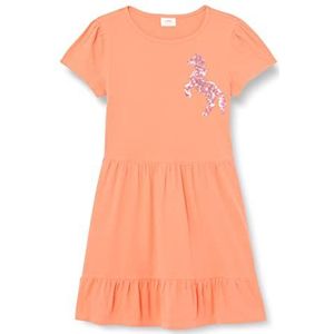 s.Oliver Junior Girl's jurk met pailletten, oranje, 98, oranje, 98 cm