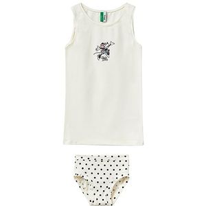 United Colors of Benetton Comp(Tanktop+Slip) 3ZQM0H00J Ondergoedset, crèmewit 0R2, M Meisjes, Bianco Panna 0r2, M