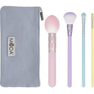 MODA Royal & Langnickel Volledige grootte Posh Pastel 5 st Compleet Gezicht Make-up Brush Kit met Pouch Inclusief, Punt Bloes, Highlighter, Shader en Lip Brushes, Multi-Color Pastel