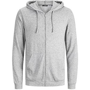 JACK & JONES Gebreide jas voor heren, zachte capuchon met ritssluiting, lichtgrijs gem., XL