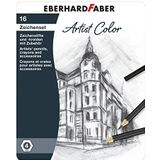Eberhard Faber 516916 - Artist Color tekenset 16-delig met tekenpotloden, tekenkrijt en accessoires, voor moderne grafische vormgeving, fijne tekeningen en kleurrijke aquarellen