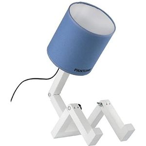 Homemania tafellamp Wally – voor kantoor, nachtkastje – blauw, wit, zwart, hout, PVC, metaal, stof, 15 x 40 x 45 cm, 1 x E27, max. 100 W