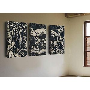 Homemania 3PART-3047 afbeelding, zwart-wit, framedesign, meerkleurig van hout, 135 x 3 x 60 cm