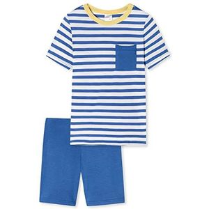 Schiesser Korte pyjama voor kinderen, organisch katoen, blauw wit gestreept, 92 cm