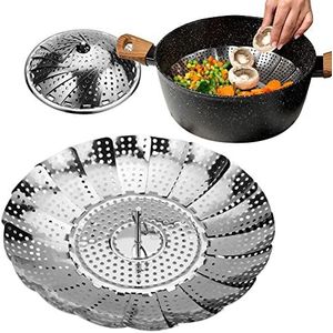 NAVA Demping stoommand dempende zeef ACER van roestvrij staal 28 cm opvouwbaar