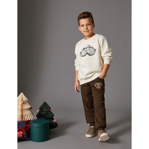 Koton Boys's Sweat Long Sleeve Crew Neck Winter Thema Gedrukt Detail Soft Interieur Sweatshirt, ecru(010), 6-7 Jaar
