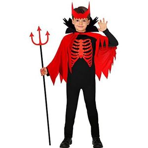Widmann - Kinderkostuum duivels, overall, cape met halsband, hoorn, hol, themafeest, carnaval