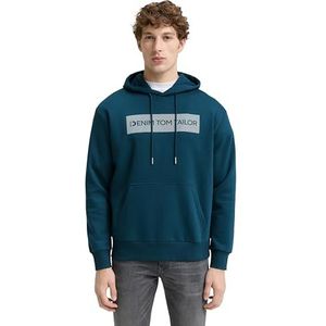 Tom Tailor - Hoodie - Deep Pond Green - Met Logoprint - Kangoeroezak
