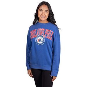 Ultra Game NBA Official Women's Extra Soft Fleece Distressed Oversized Pullover Sweatshirt, Philadelphia 76ers, Team Color, Large