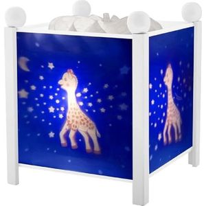 Trousselier - Sophie De giraffe - nachtlampje - magische lantaarn - ideaal geboortegeschenk - kleur hout wit - geanimeerde foto's - rustgevend licht - 12V 10W gloeilamp inclusief - EU-stekker