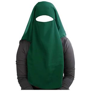 MyBatua 3 lagen saudi niqab in ademende Georgette, groothandelsprijs, 1 stuk gezichtssluier NQ-003, donkergroen, Eén maat
