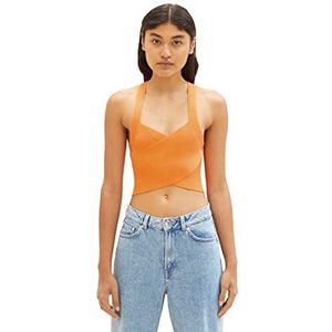 TOM TAILOR Denim Braclette Top voor dames, 31684 - Bright Mango Orange, XXL