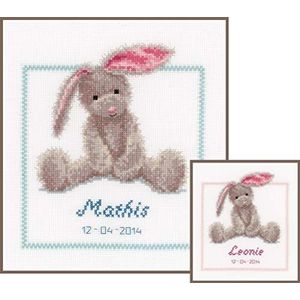 Vervaco Ttelmuster Knuffelig konijntje Tellpatroonverpakking borduurpakket in getelde kruissteek, katoen, meerkleurig, 19 x 21 x 0,3 cm
