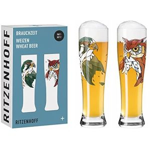 RITZENHOFF 6201002 witbierglas 646 ml set van 2 - serie Brauchzeit F23 - motief vogels, meerkleurig - Made in Germany