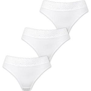Marilyn Poupée Infinity katoenen panty met klassieke snit en kanten riem wit - M - 3-pack, wit, M