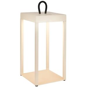 BRILONER - LED tafellamp draadloos met touch, traploos dimbaar, oplaadbare batterij & lichtbron verwisselbaar, IP44, warm wit licht, LED lantaarn, 13x13x31,5 cm, beige