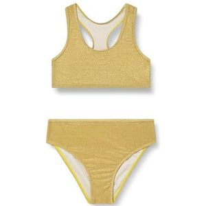 Tweedelig badpak voor meisjes, effen, glanzende stof, Goud, 12 Jaren
