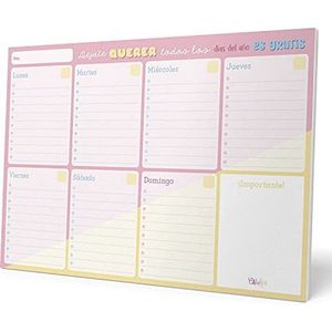 Erik® A4 Weekplanner Carouge Blue & Pink - Bureauplanner met 54 afscheurbare vellen - Spaans