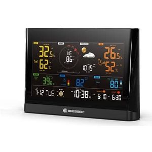 Bresser Extra basisstation voor 7003300 WLAN Comfort weerstation draadloos weerstation met kleurendisplay en geïntegreerde wekker, zwart